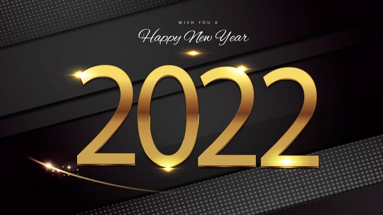 2022 Golden Numbers On Black Background Free Download