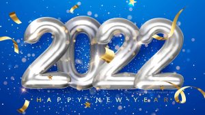 2022 Happy New Year Blue Background