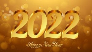 2022 Happy New Year Elegant Golden Text Wallpaper