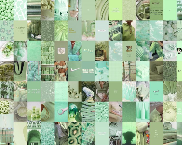 Aesthetic Collage Sage Green Laptop Wallpaper Free Download