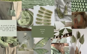 Aesthetic Collage Sage Green Wallpaper