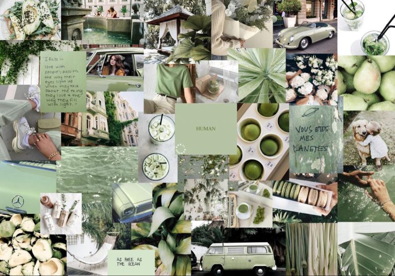 Aesthetic Collage Wallpaper Sage Green Free Download