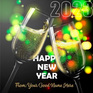 Champagne New Year 2023 Card With Name Online