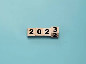 Happy New Year 2023 wooden block cube