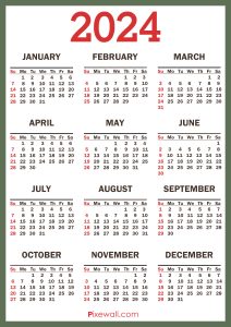 2024 Calendar Green