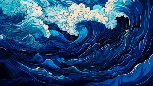 Blue Wave Illustration Wallpaper 4K