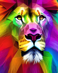 RGB Polygonal Lion 4k Portrait Wallpaper
