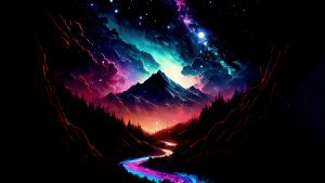 Night Sky Colorful-Beautiful Clouds Mountain 4k Wallpaper