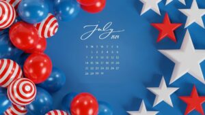 2024 July Desktop Wallpaper Calendar Stars and Stripes