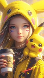 Beautiful Girl And Pikachu Wallpaper