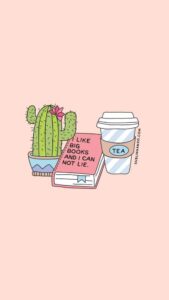 Cactus, Book, and Tea Wallpaper