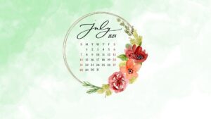 Floral July 2024 Desktop Wallpaper Calendar
