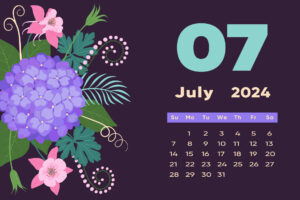 Floral July 2024 calendar