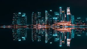 City ​​Lights Reflection 4k Wallpaper