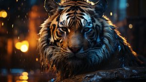Tiger in the rain HD wallpaper 4K