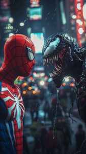 Venom and Spiderman 4k Wallpaper iPhone