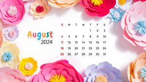 August 2024 Calendar Colorful Paper Flower