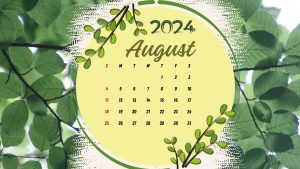 August 2024 Calendar Leaves pattern
