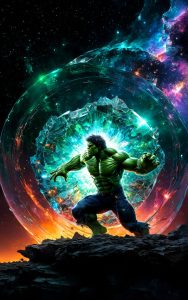 Illustration of a Hulk trapped in Glass Galaxy Wallpaper
