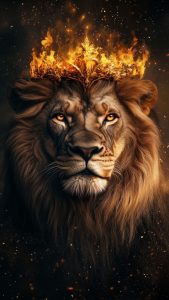 Fiery Lion Crown 4K Wallpaper