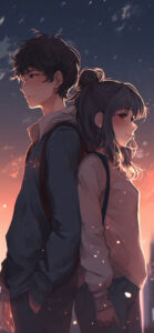 boy girl in love anime wallpaper