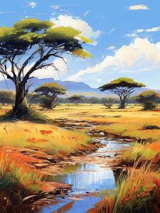 African savannah art wallpaper