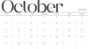 October 2024 Calendar Printable