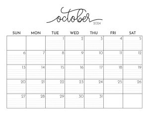 Printable October 2024 Calendar Style