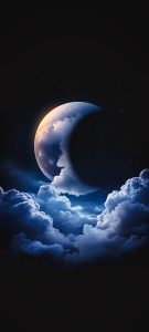 Cloudy and moonlit night sky