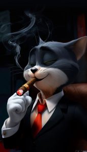 Sophisticated Cat Character Smoking Cigar