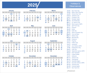 2025 Calendar With Holidays