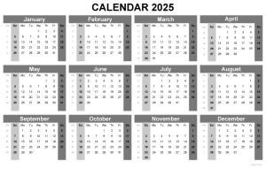 4k Printable Calendar 2025