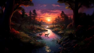 4KDeerSunsetWallpaper