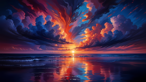 Vibrant Colorful Ocean Sunset