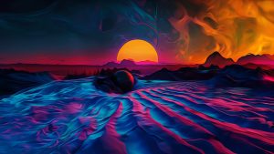 Psychedelic Sunset Seascape 4k Wallpaper