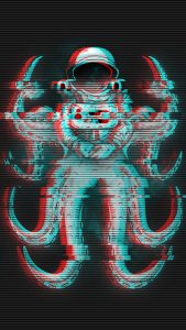 Glitch Octopus Astronaut Wallpaper