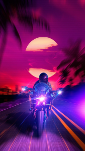 Retrowave Motorcycle Glitch